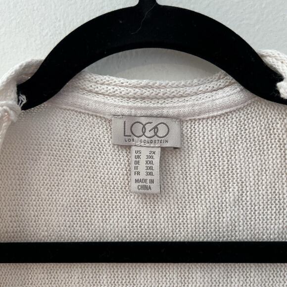 LOGO by Lori Goldstein Women’s Slub Open Front Cardigan Ruffle Detail Size 2x - Picture 2 of 9